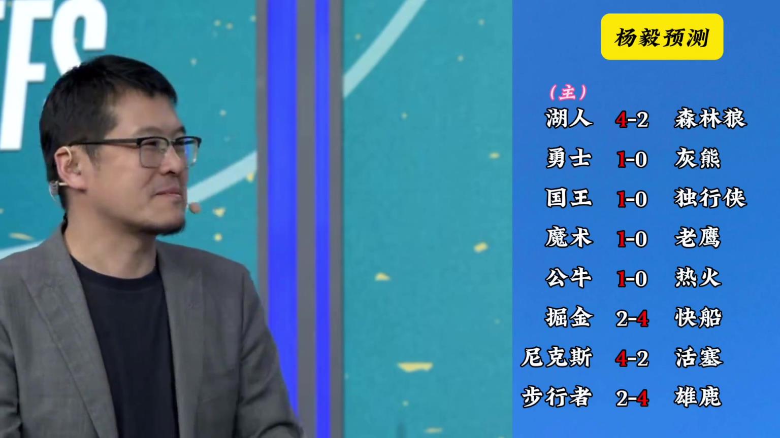 明燈來(lái)了！看看楊毅的季后賽預(yù)測(cè)：湖人4-2狼 快船4-2掘金